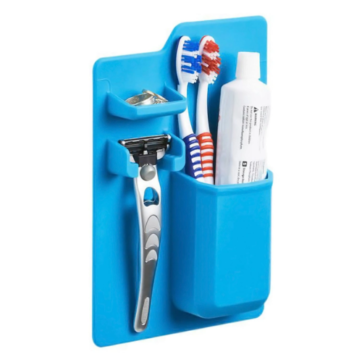 Σετ καθρέπτης και θήκη οδοντόβουρτσας από σιλικόνη TMV-0002, μπλε